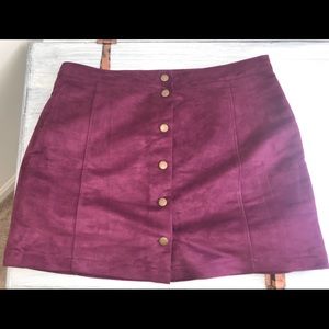 Maroon mini button up skirt